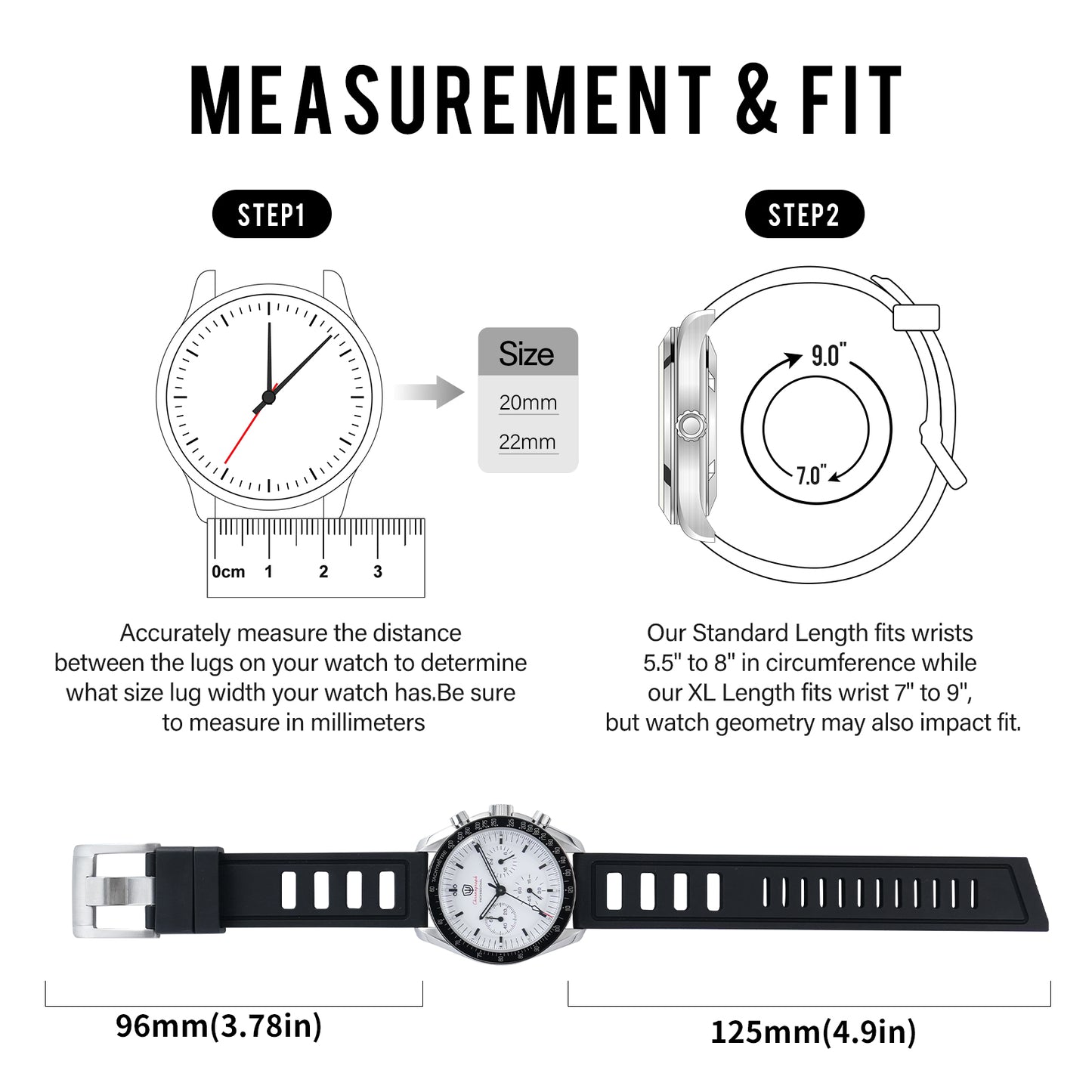 FKM Premium Grade Rubber Dive Watchband Strap WDSFKM01