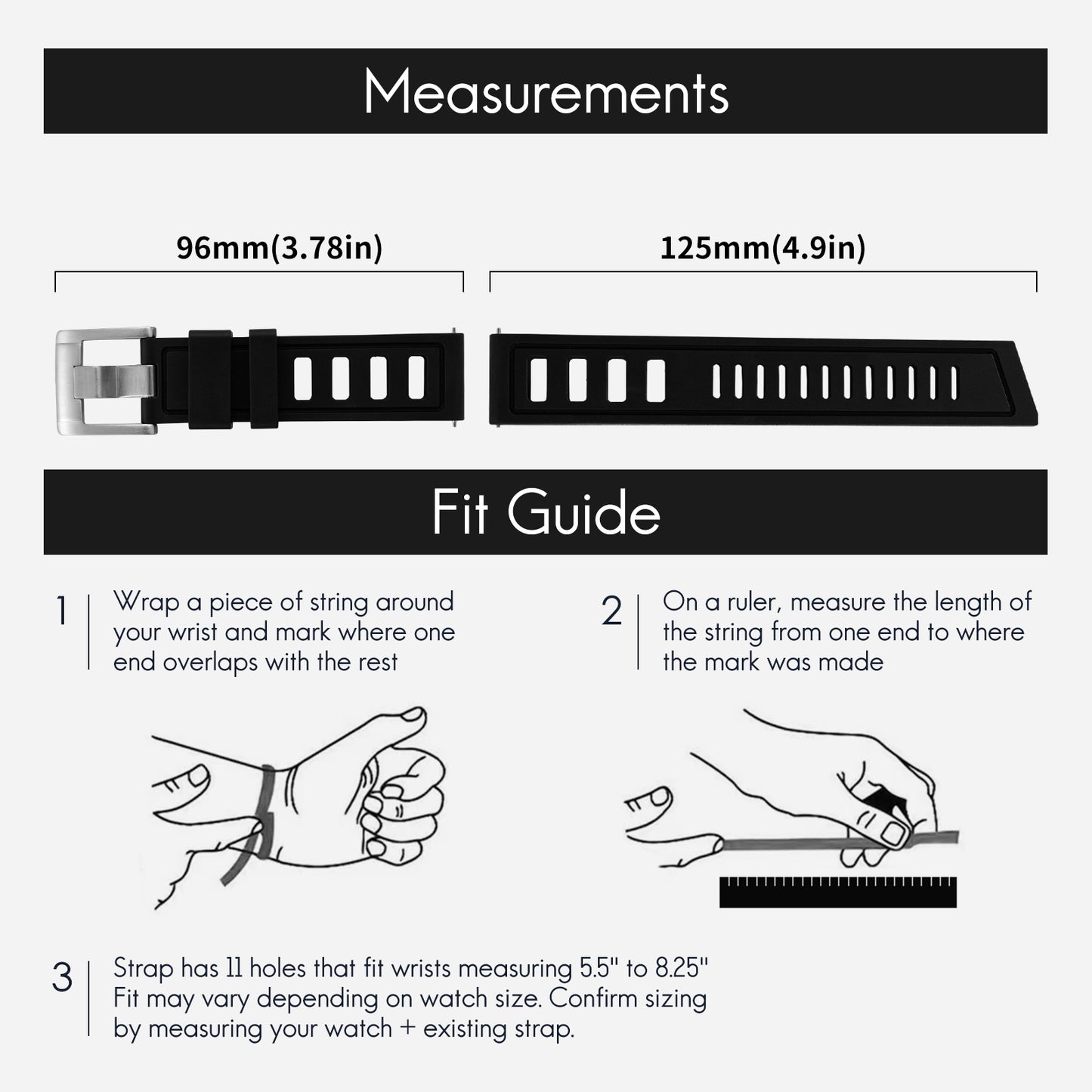 FKM Premium Grade Rubber Dive Watchband Strap WDSFKM01