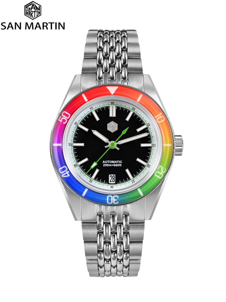 San Martin 39.5mm Rainbow bezel Summer Dive Watches SN0116
