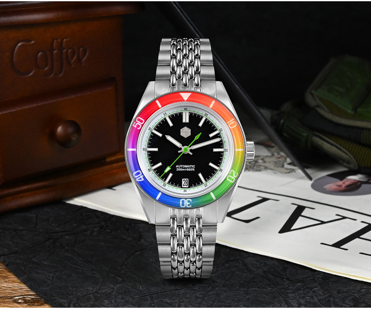 San Martin 39.5mm Rainbow bezel Summer Dive Watches SN0116