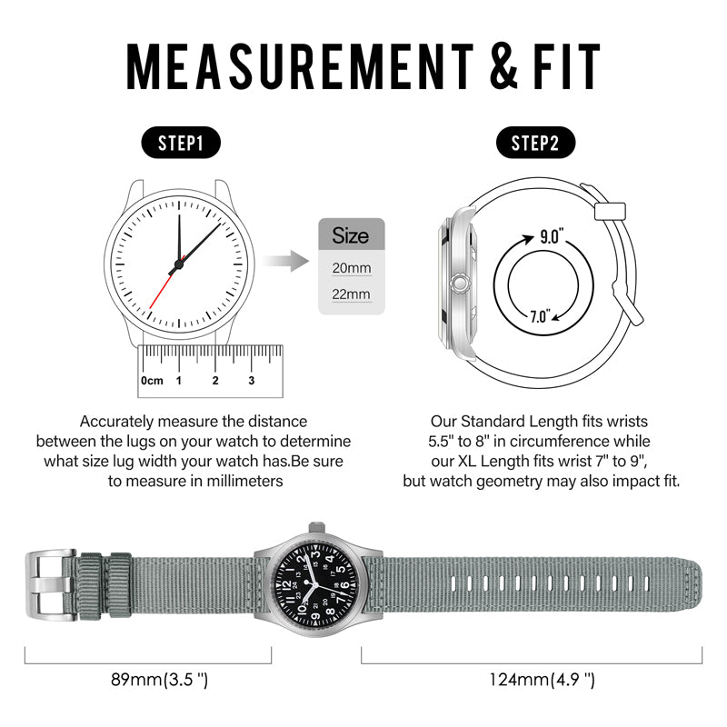 Tactical Nylon Watch strap Band Strap 20mm/22mm