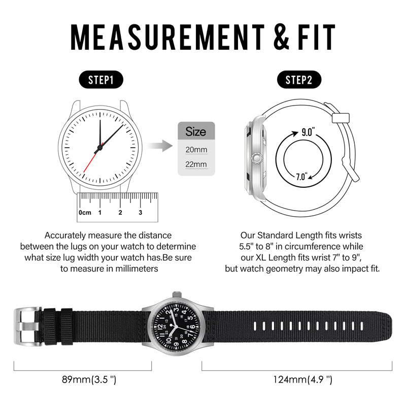 Tactical Nylon Watch strap Band Strap 20mm/22mm