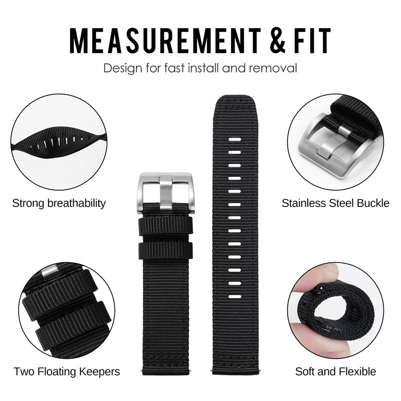 Tactical Nylon Watch strap Band Strap 20mm/22mm