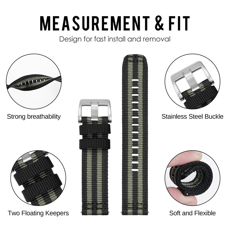 Tactical Nylon Watch strap Band Strap 20mm/22mm
