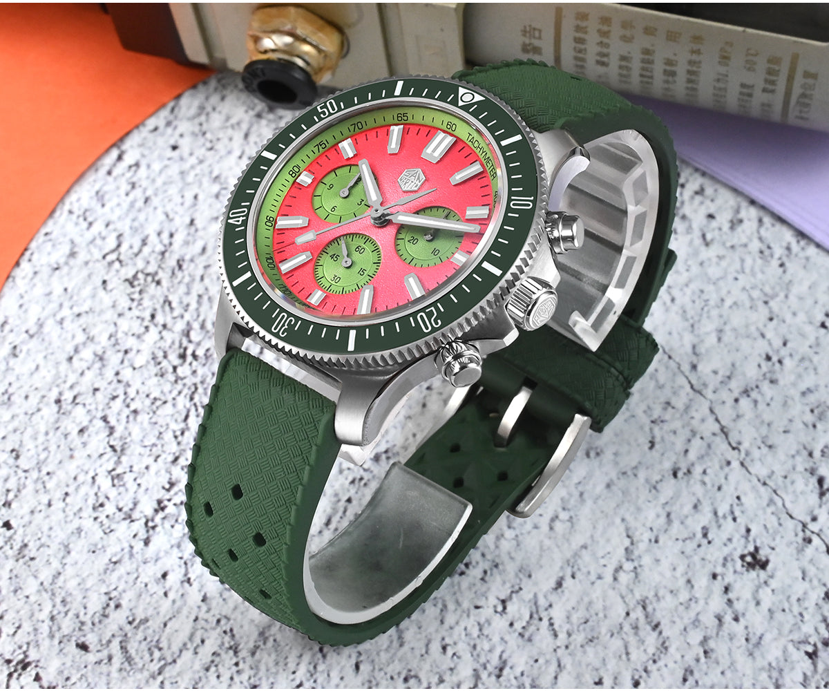 San Martin 40mm Chronograph Watch Peacock SL-4801 Automatic Movement SN0118G-JS