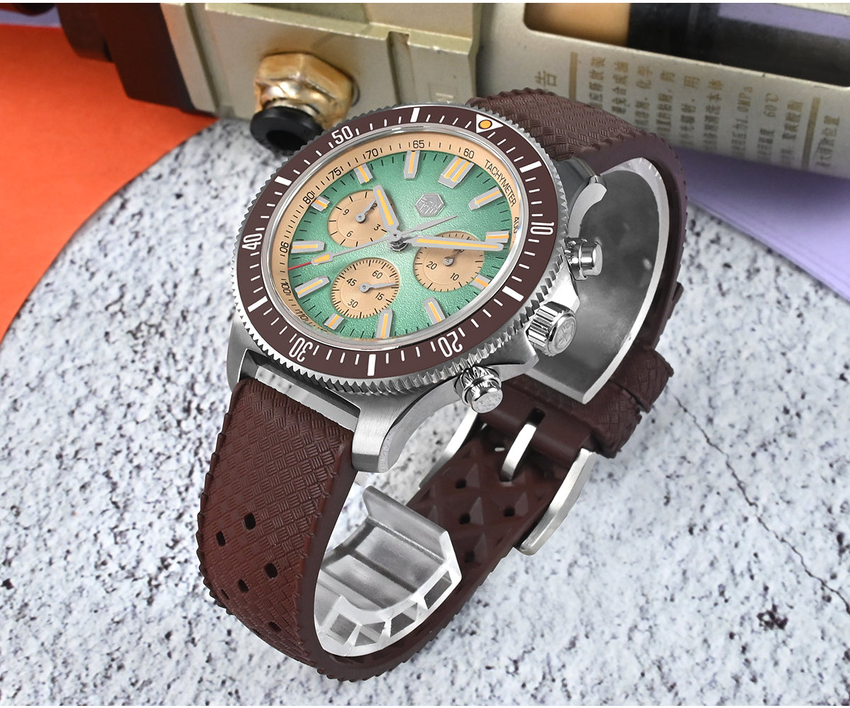 San Martin 40mm Chronograph Watch Peacock SL-4801 Automatic Movement SN0118G-JS