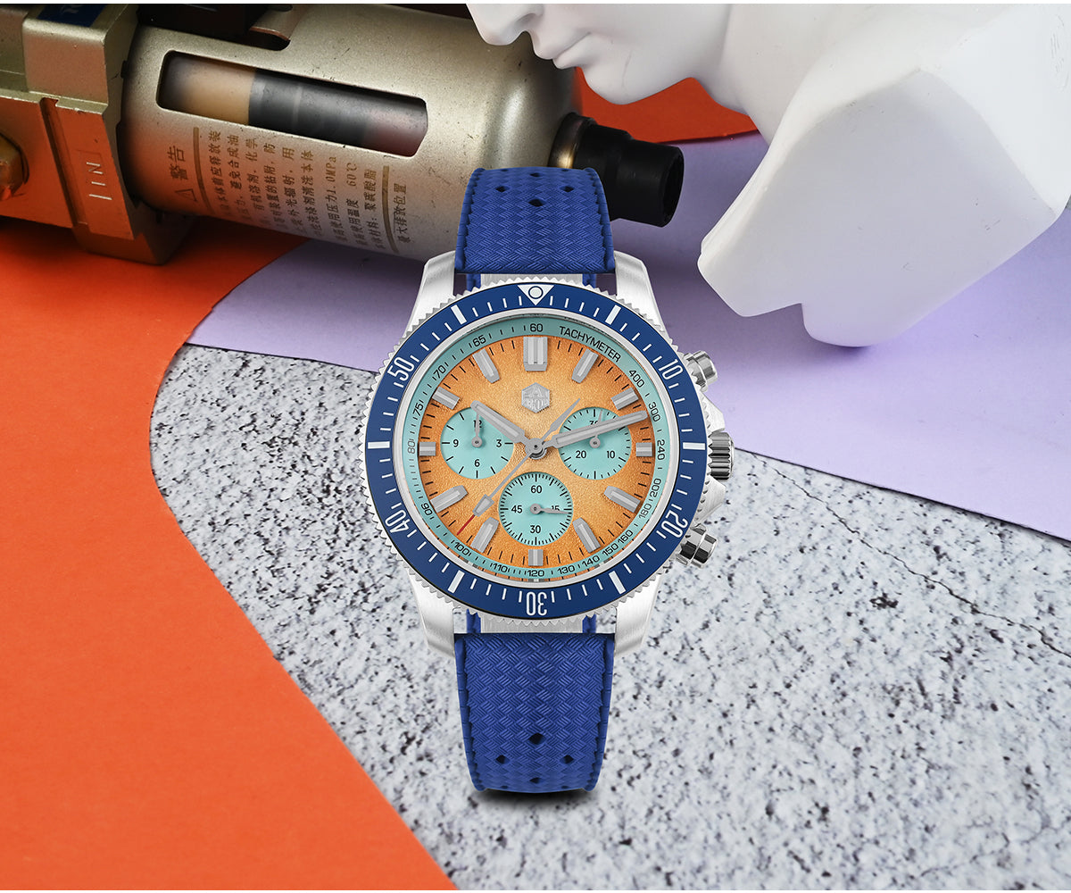 San Martin 40mm Chronograph Watch Peacock SL-4801 Automatic Movement SN0118G-JS