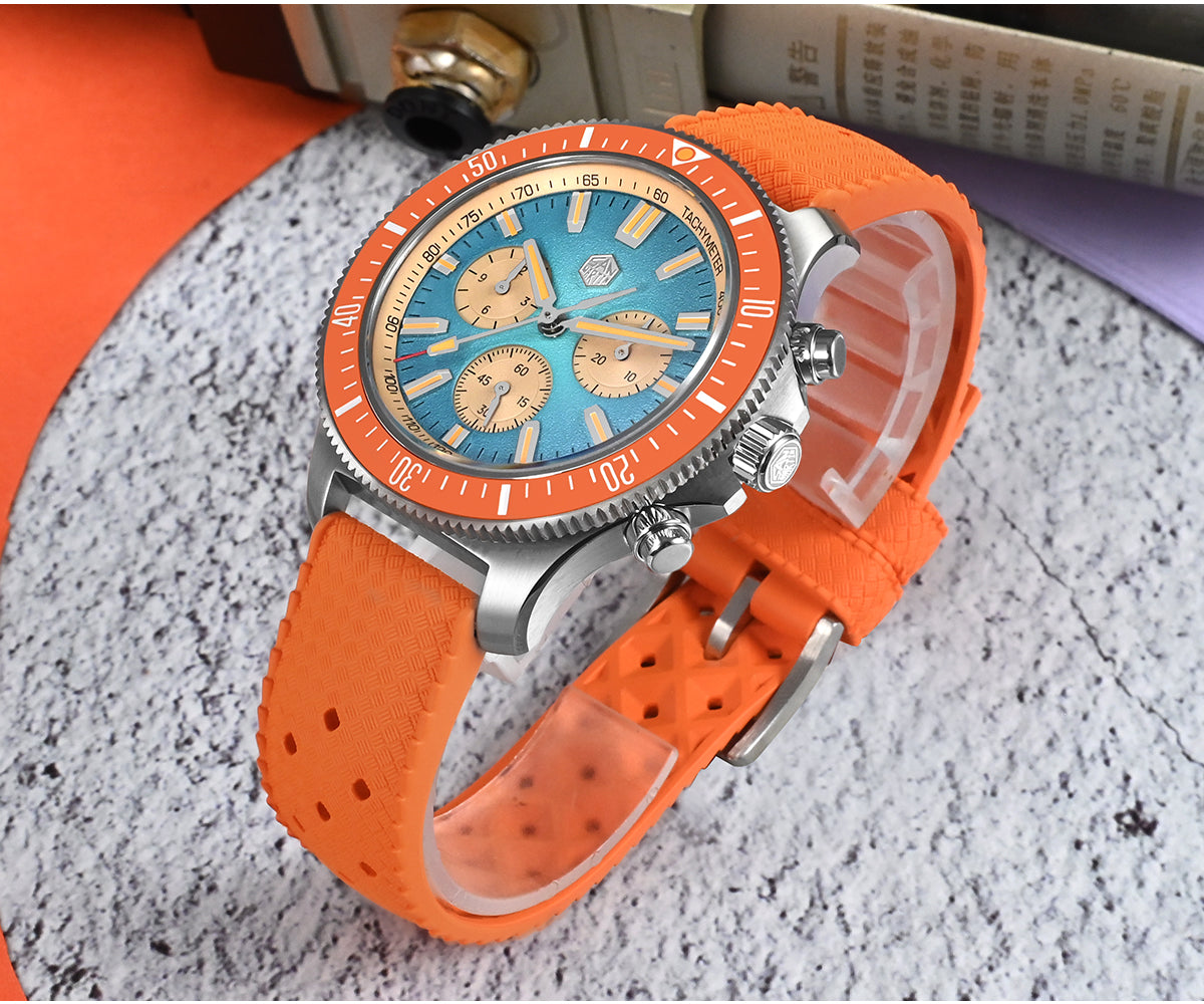 San Martin 40mm Chronograph Watch Peacock SL-4801 Automatic Movement SN0118G-JS