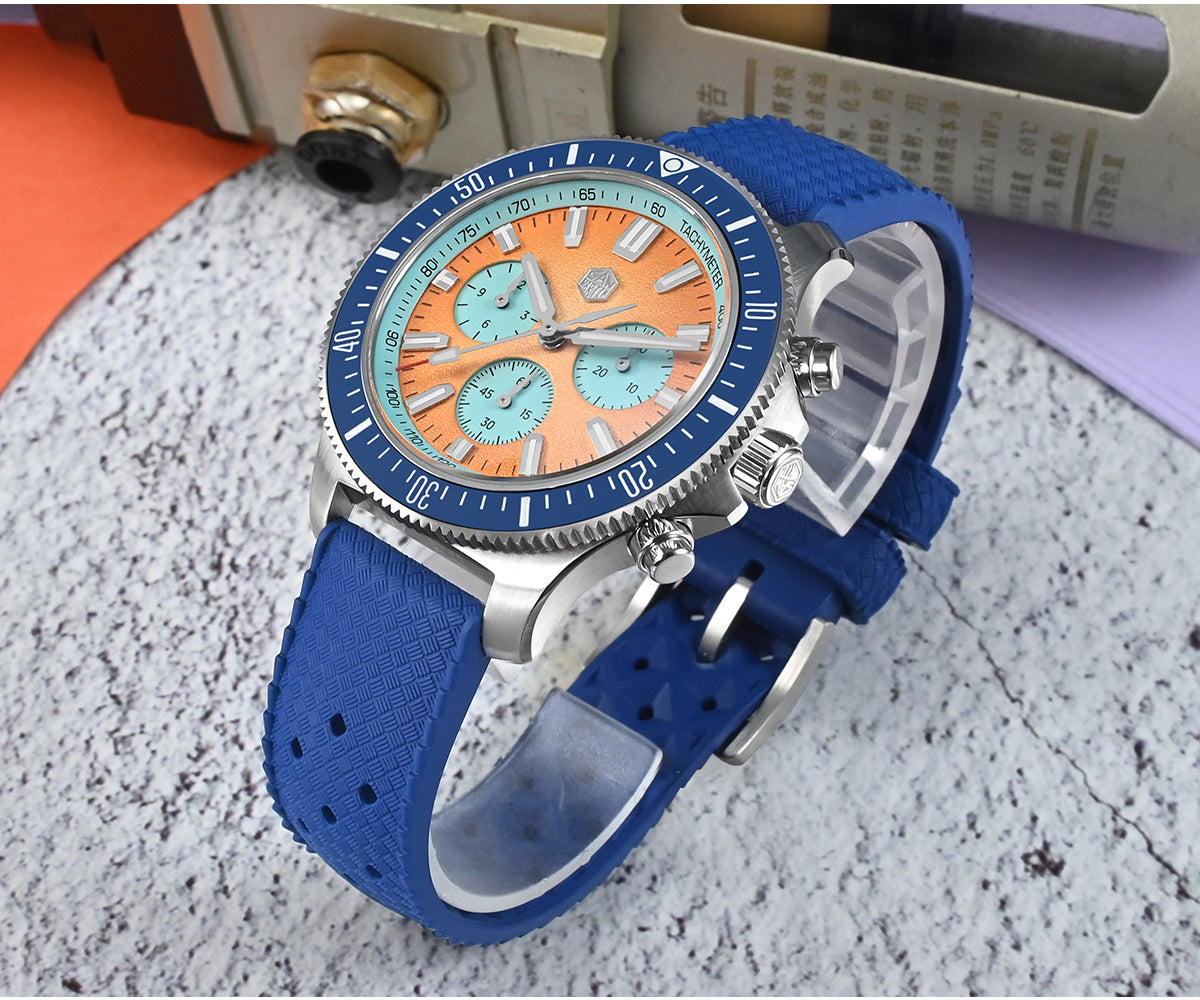 San Martin 40mm Chronograph Watch Peacock SL-4801 Automatic Movement SN0118G-JS