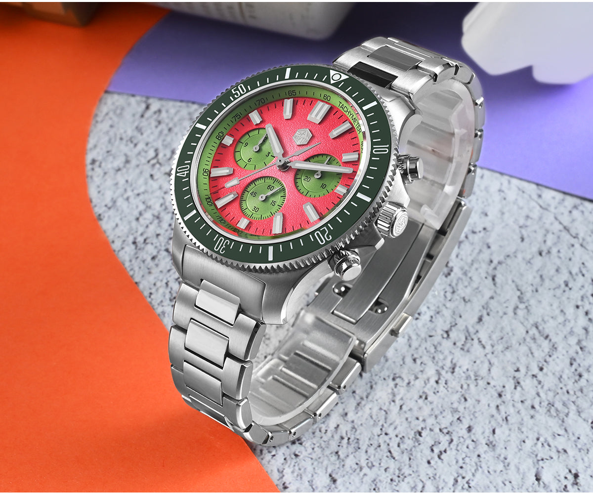 San Martin 40mm Chronograph Watch Peacock SL-4801 Automatic Movement SN0118G-JS