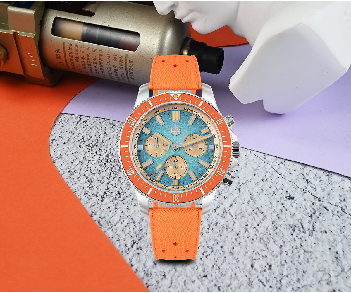 San Martin 40mm Chronograph Watch Peacock SL-4801 Automatic Movement SN0118G-JS