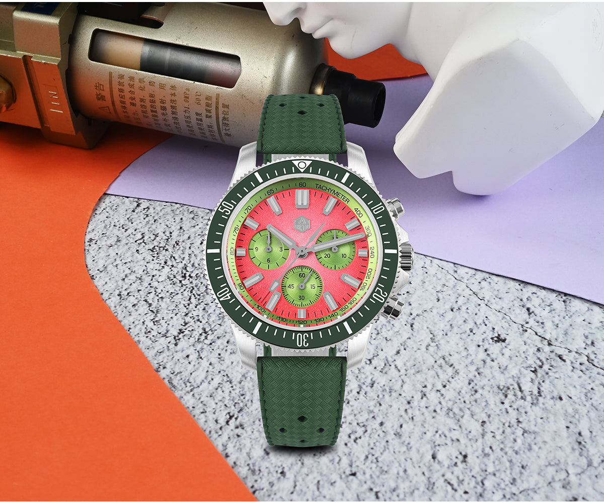 San Martin 40mm Chronograph Watch Peacock SL-4801 Automatic Movement SN0118G-JS