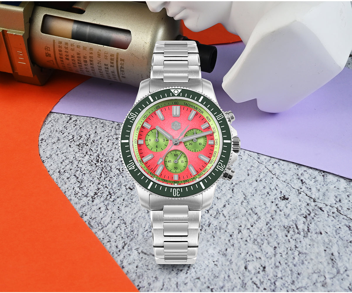 San Martin 40mm Chronograph Watch Peacock SL-4801 Automatic Movement SN0118G-JS