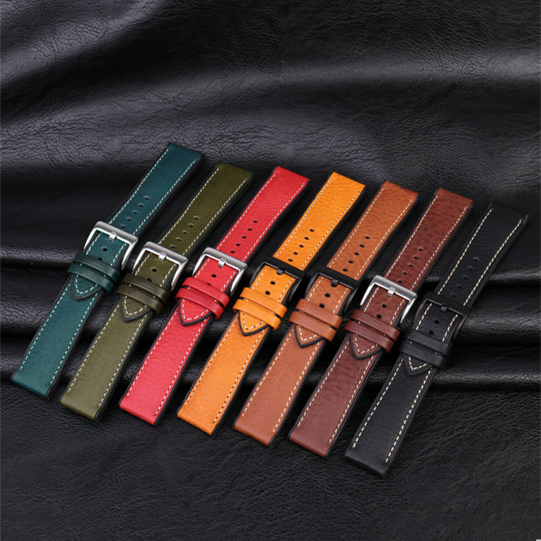 Italian Leather Fluorine Rubber Watch Bands