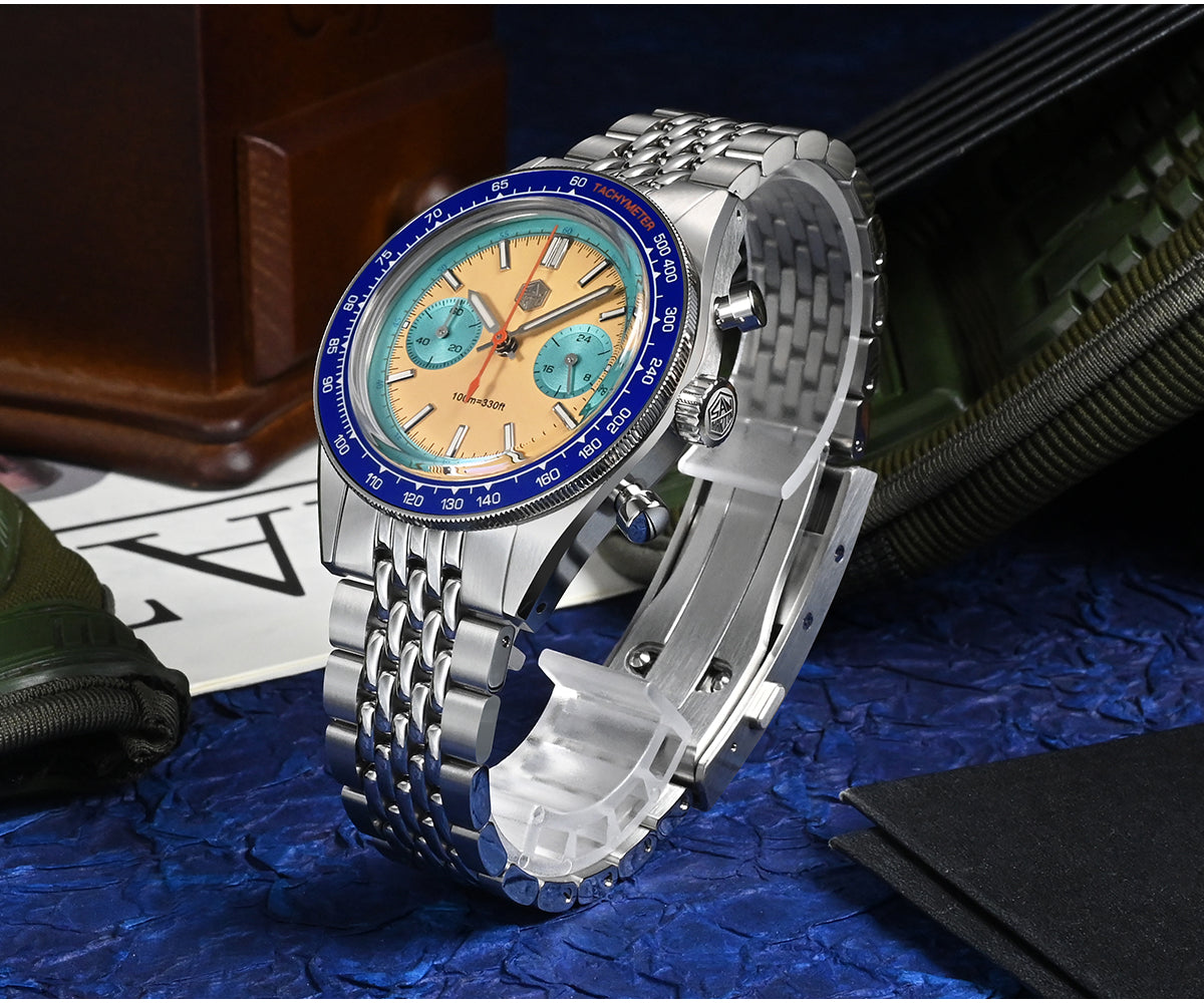 San Martin Original Design Chronograph VK64 Quartz Watch