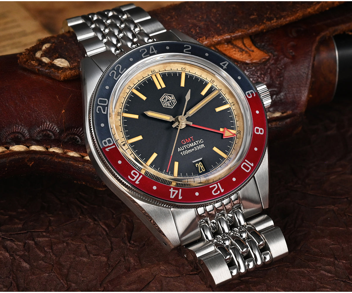 San Martin Vintage Style NH34 GMT Men Watch SN0116G-V6