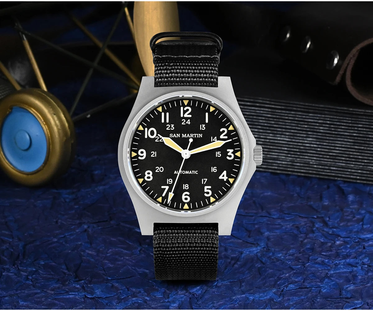 San Martin 38mm NH35 Retro Military Pilot Watch
