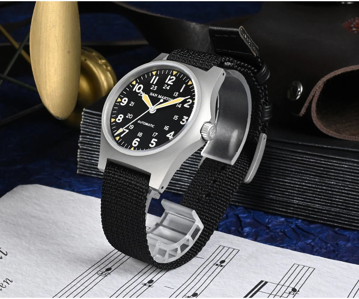 San Martin 38mm NH35 Retro Military Pilot Watch