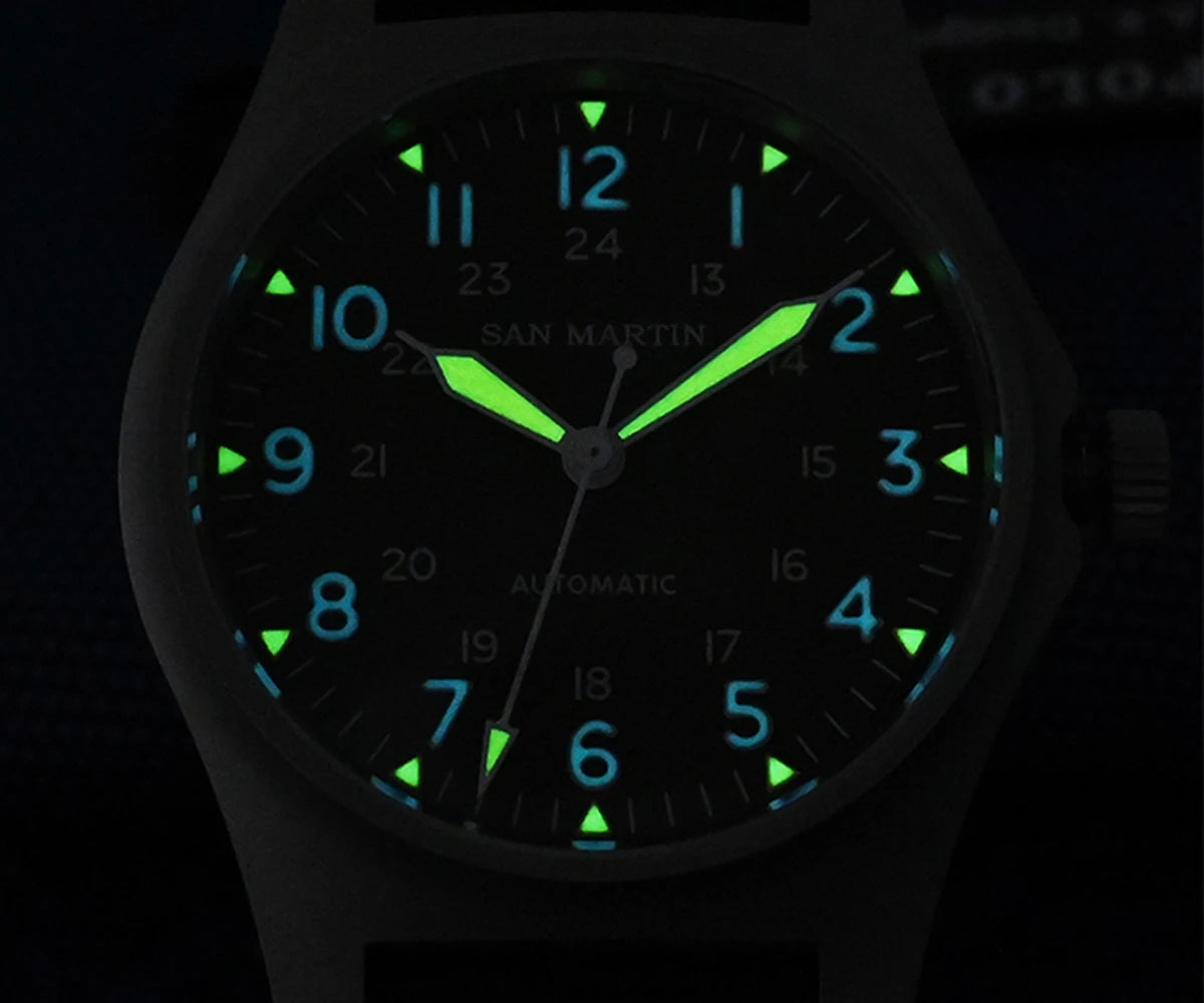 San Martin 38mm NH35 Retro Military Pilot Watch