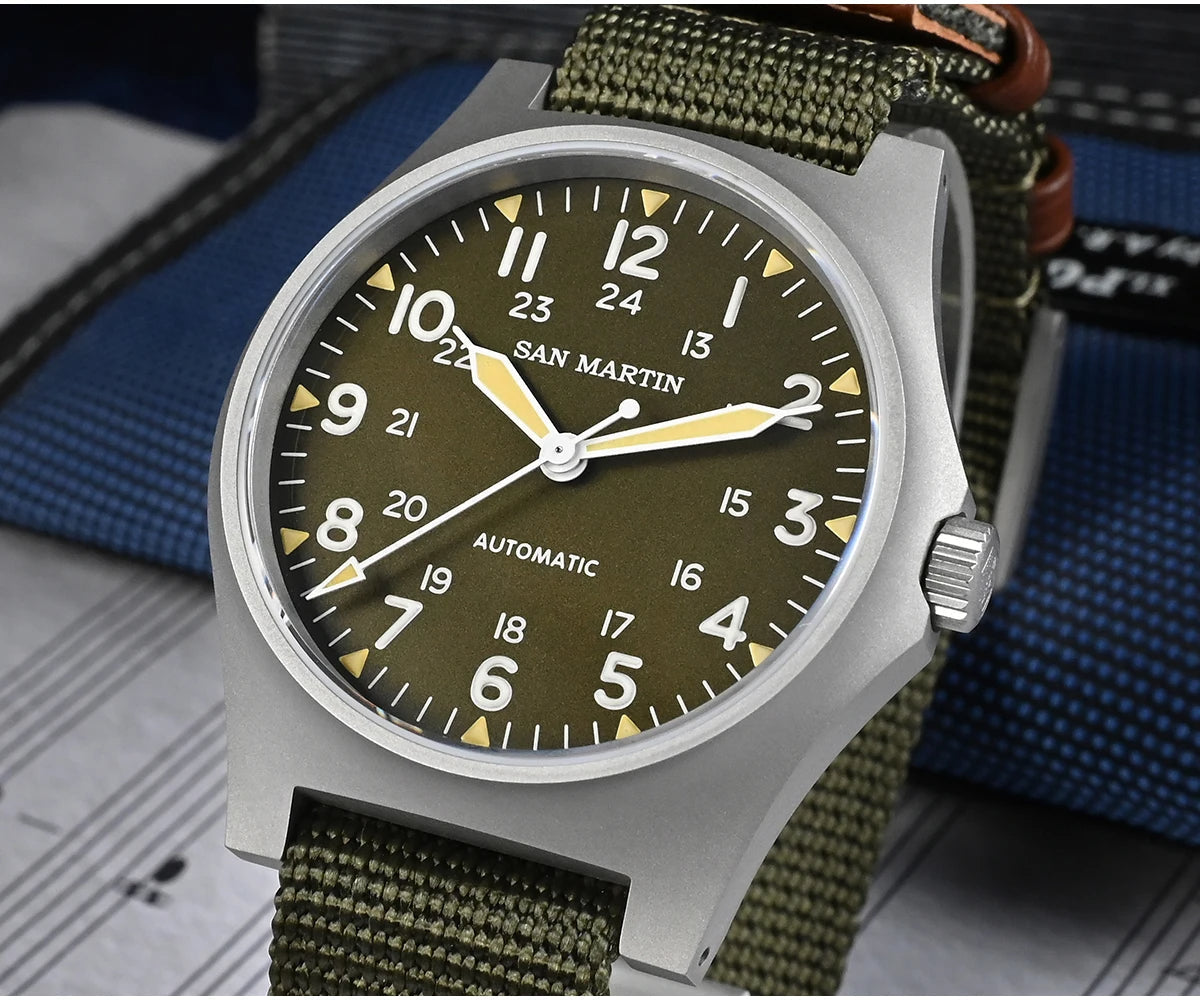 San Martin 38mm NH35 Retro Military Pilot Watch