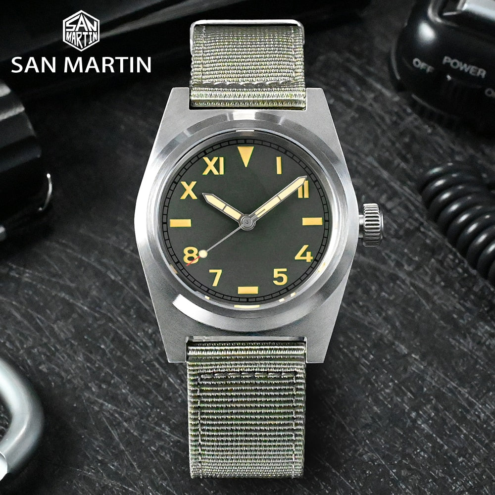★Flash Sale★San Martin 38mm Vintage Military Enthusiasts Diving Watch SN031
