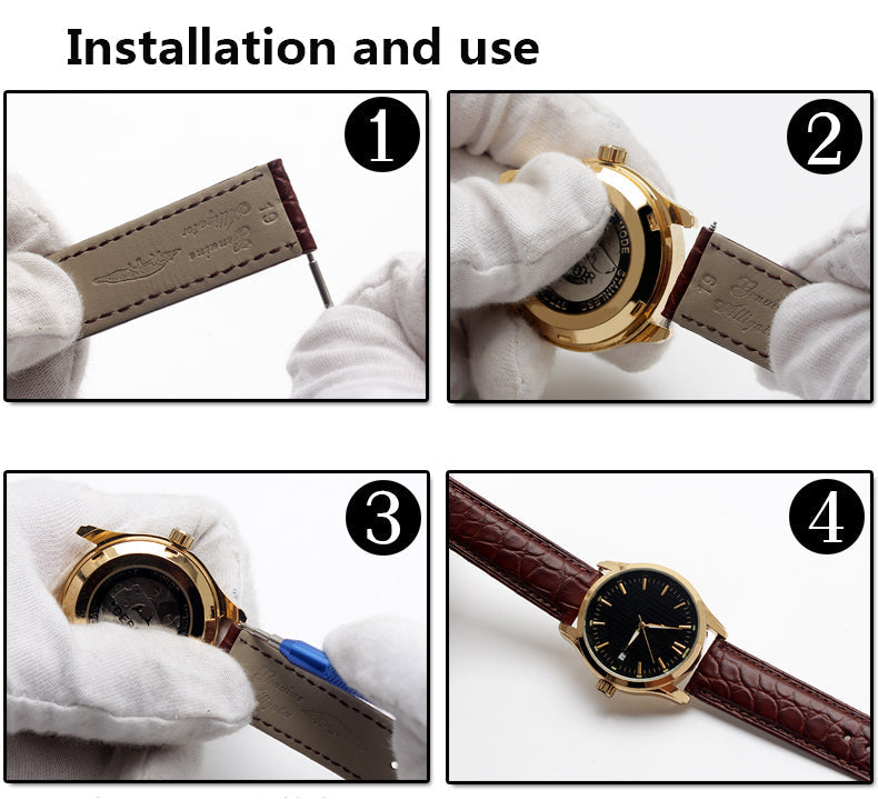 Genuine Leather Rivets Watchband For Big Pilot Watch