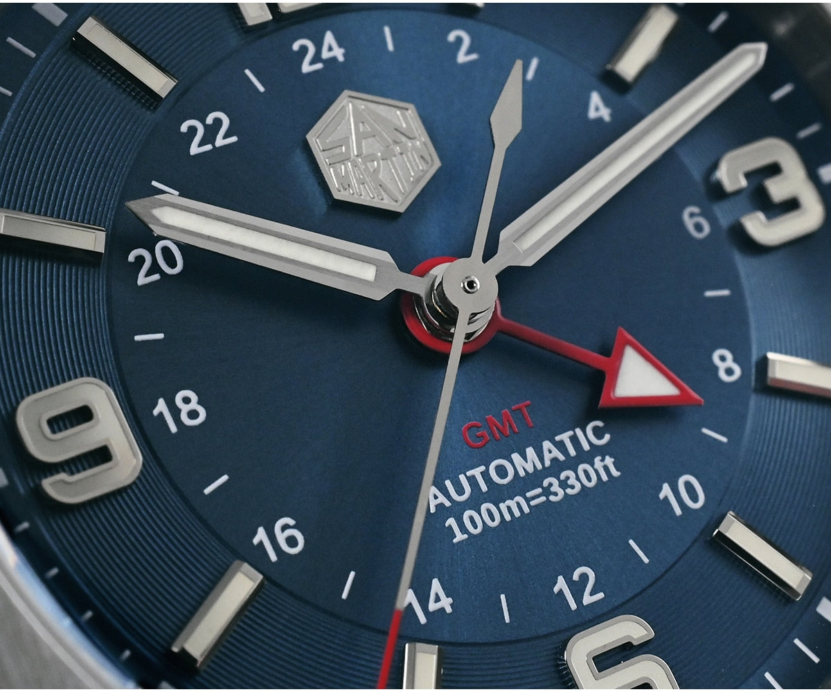 San Martin Original Design Square GMT Watch