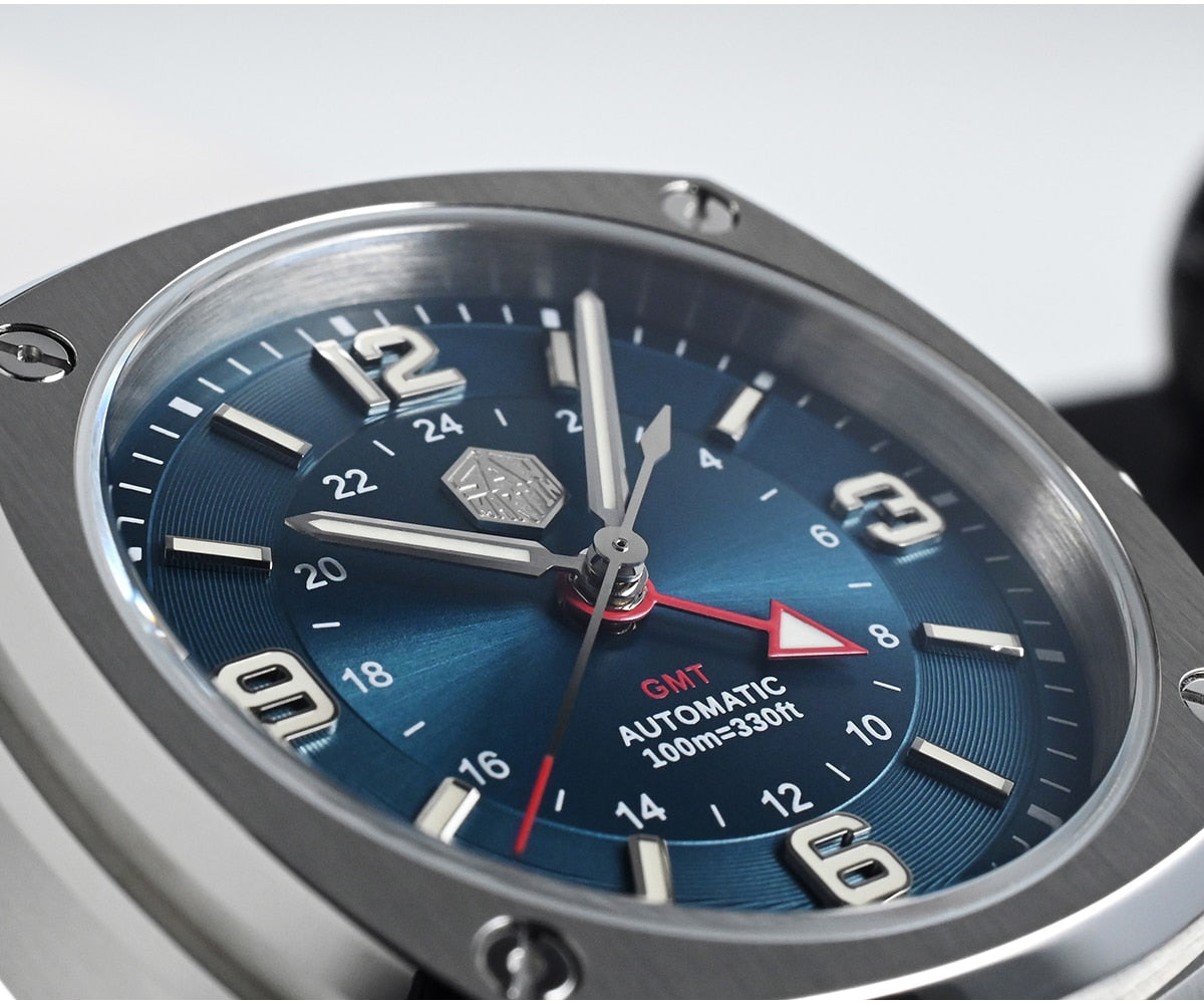 San Martin Original Design Square GMT Watch