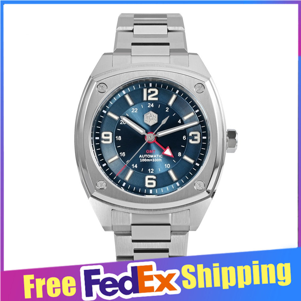San Martin Original Design Square GMT Watch