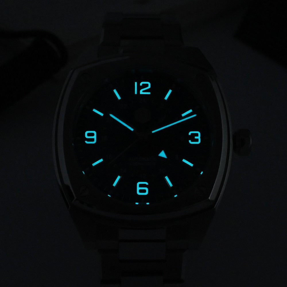 San Martin Original Design Square GMT Watch