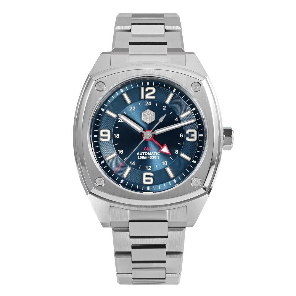 San Martin Original Design Square GMT Watch
