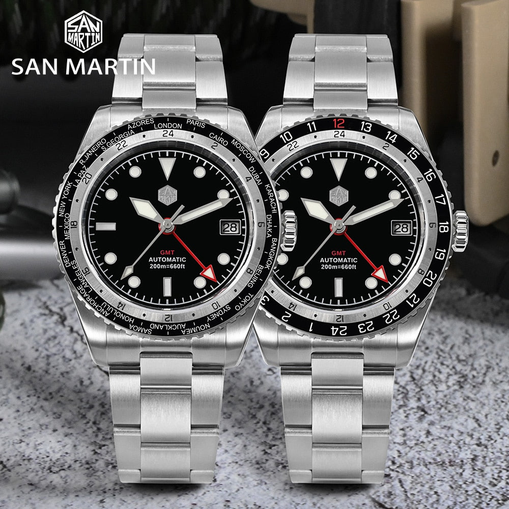 San Martin Bidirectional Bezel GMT Watch SN0112-G