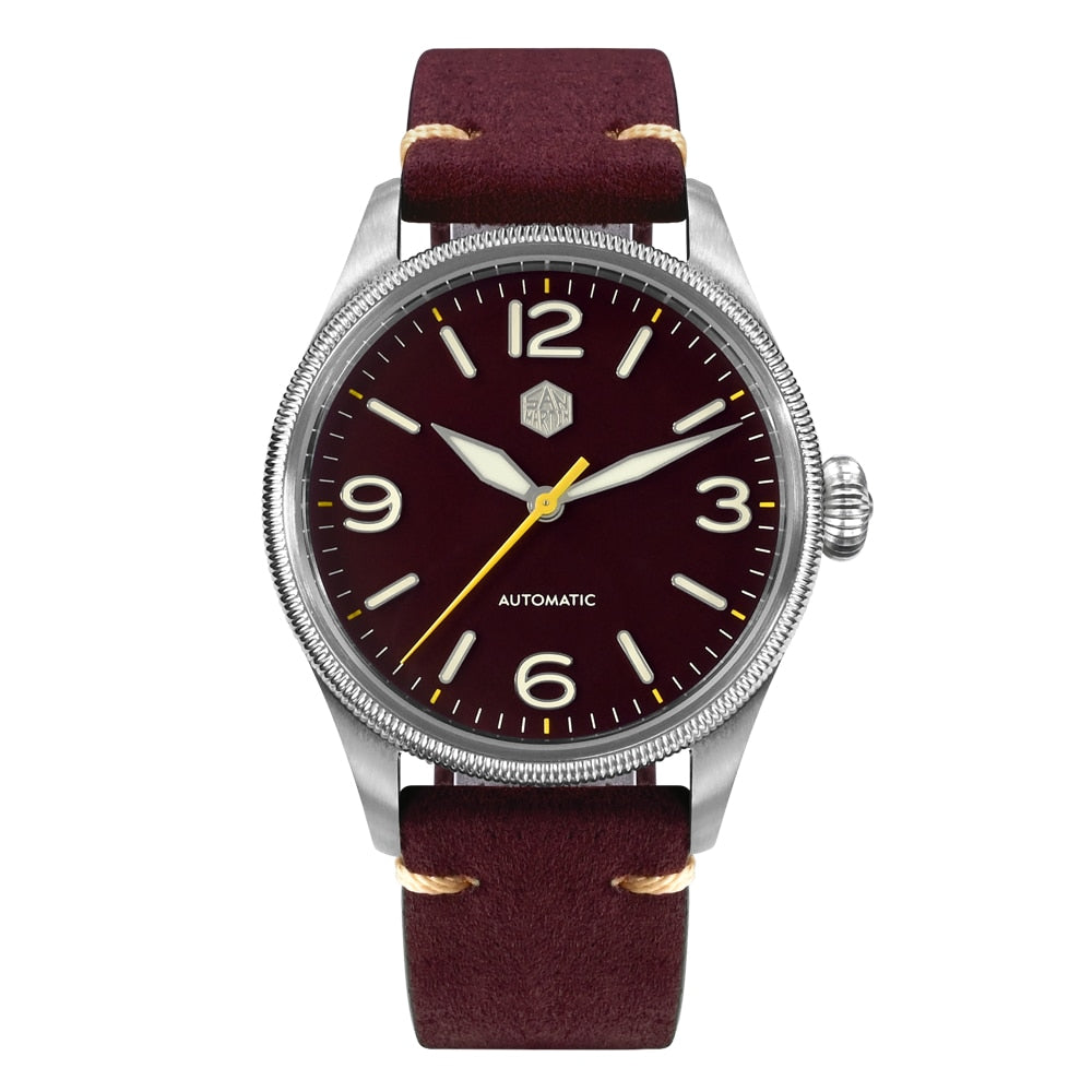 San Martin Carved Coin Bezel Retro Pilot Watch SN033