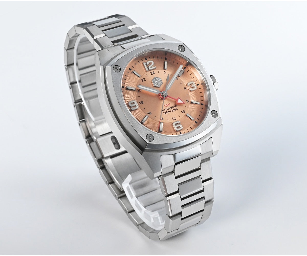 San Martin Original Design Square GMT Watch