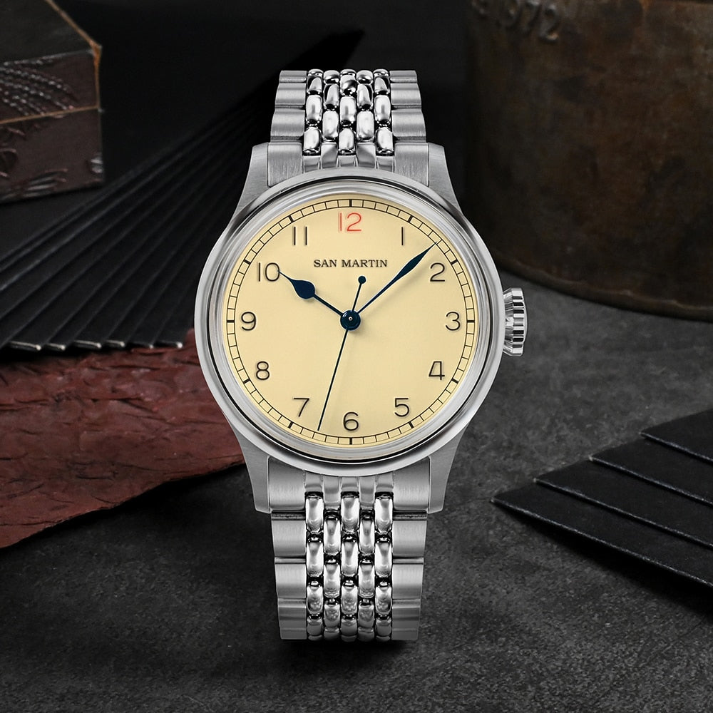 San Martin 38.5mm Vintage Pilot Watch SN0105-G-NB