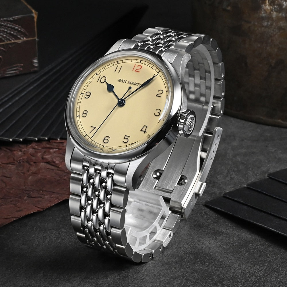 San Martin 38.5mm Vintage Pilot Watch SN0105-G-NB