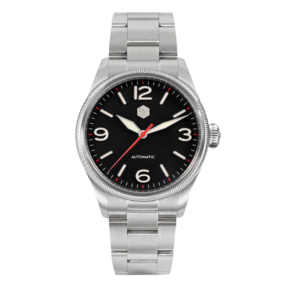 San Martin Carved Coin Bezel Retro Pilot Watch SN033