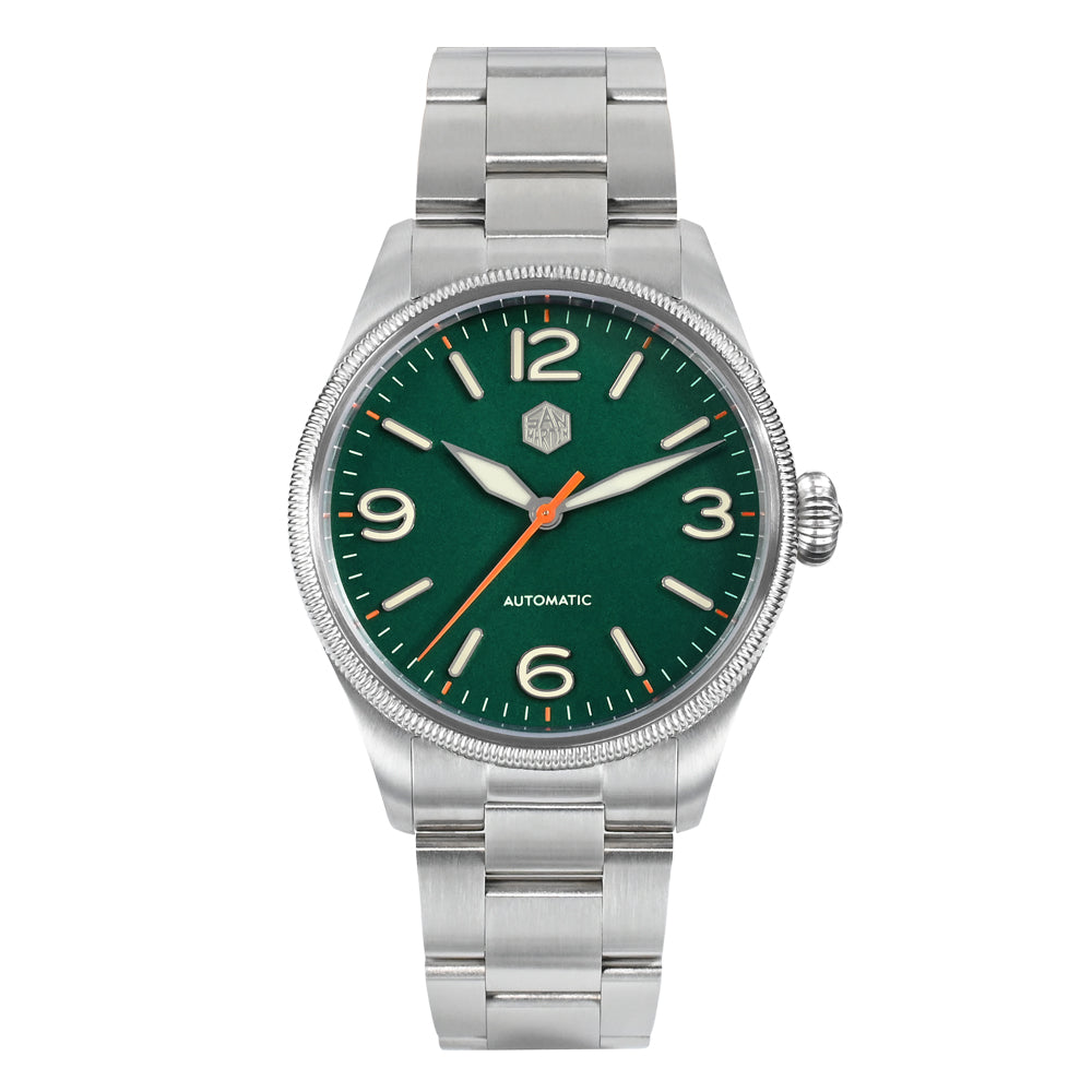 San Martin Carved Coin Bezel Retro Pilot Watch SN033
