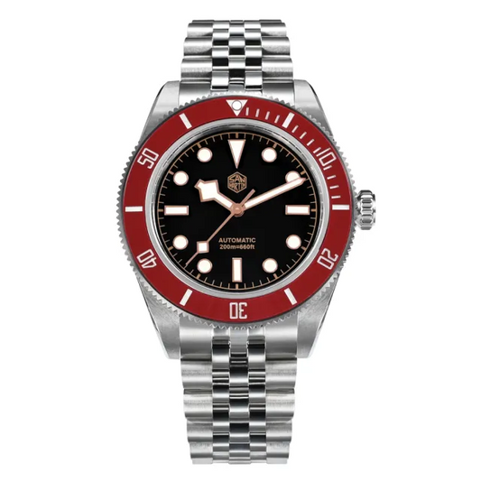 San Martin New Arrival Jubilee Bracelet Red Diver Watch SN0128-G 40mm