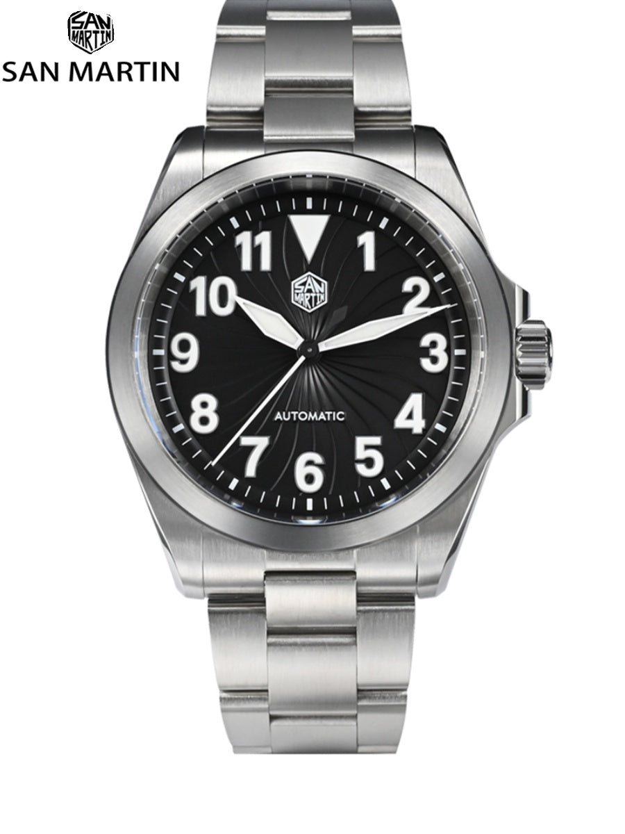 San Martin New 39.5mm Turbine Pilot Stainless Steel Men Watch SN0132