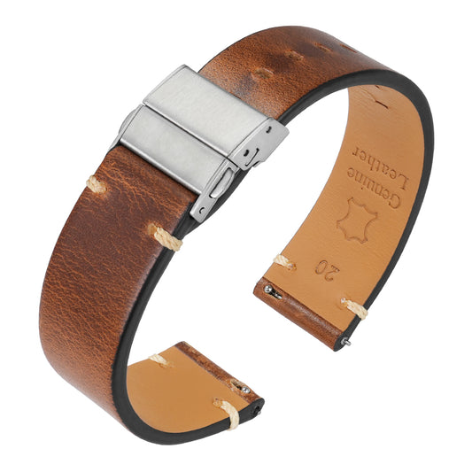 Retro Oil Waxed Leather Watch Strap 20mm 22mm