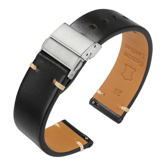 Waxed Leather Watch Strap 20mm 22mm