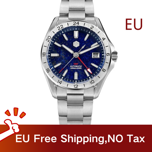 ★EU warehouse★San Martin Aventurine Gemstone NH34 GMT Watch SN0129GB