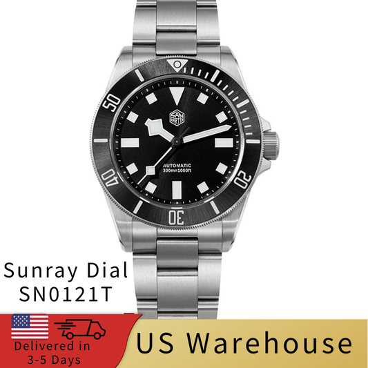 ★US Warehouse★San Martin Titanium 39mm Sunray Dial Dive Watch SN0121T