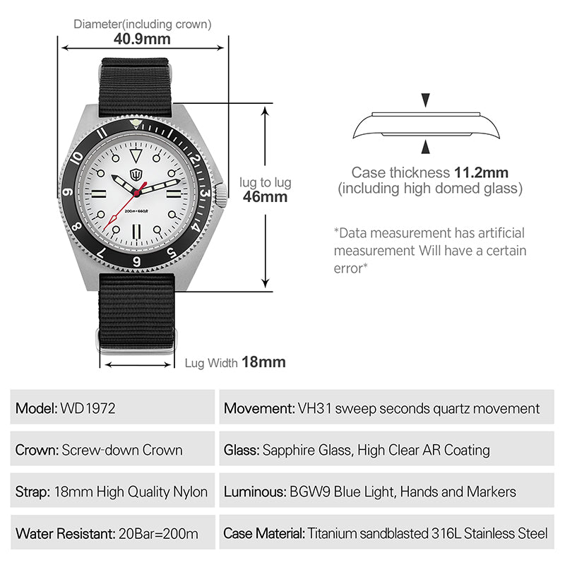 Watchdives WD1972 VH31 Military Dive Watch V2