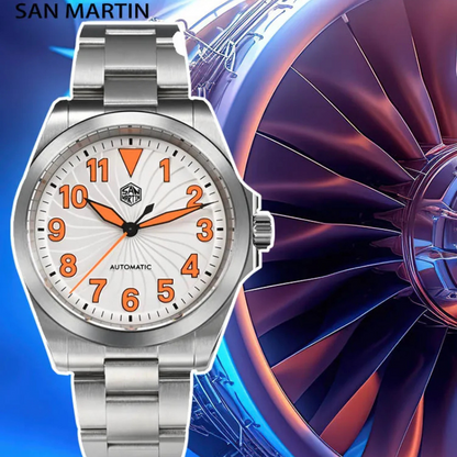 San Martin New 39.5mm Turbine Pilot Stainless Steel Men Watch SN0132