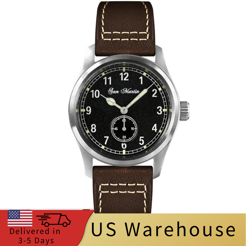 ★US Warehouse★San Martin Automatic Retro Military Pilot Watch SN034G