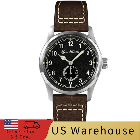 ★US Warehouse★San Martin Automatic Retro Military Pilot Watch SN034G
