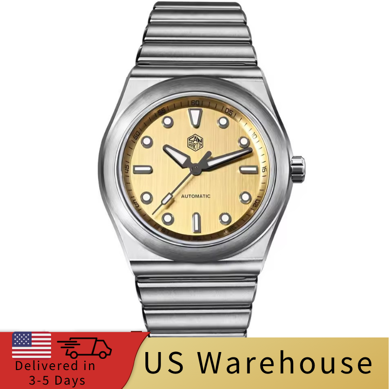 ★US Warehouse★San Martin 40mm SS Brushed Dial Integrated Bracelet Miyota 90S5 SN0149