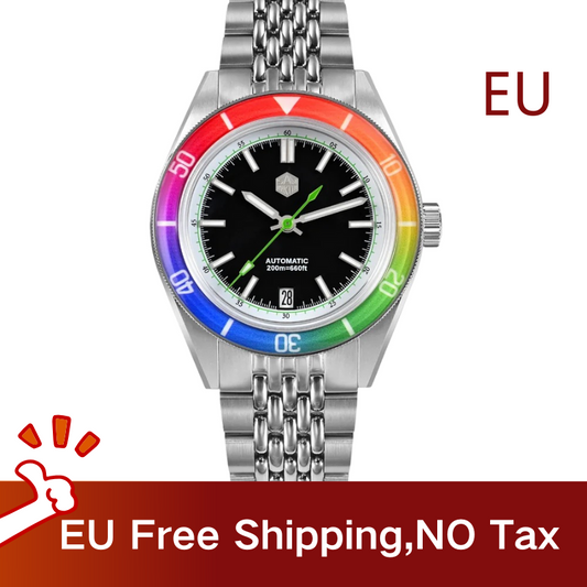 ★EU warehouse★San Martin 39.5mm Rainbow bezel Summer Dive Watches SN0116